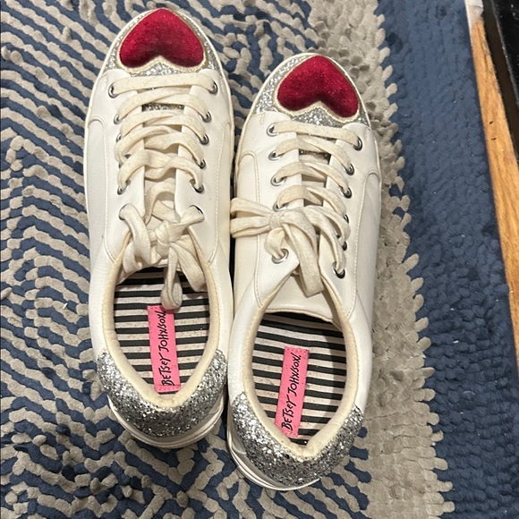 Betsey Johnson White and Red Heart Sneakers - Picture 5 of 5